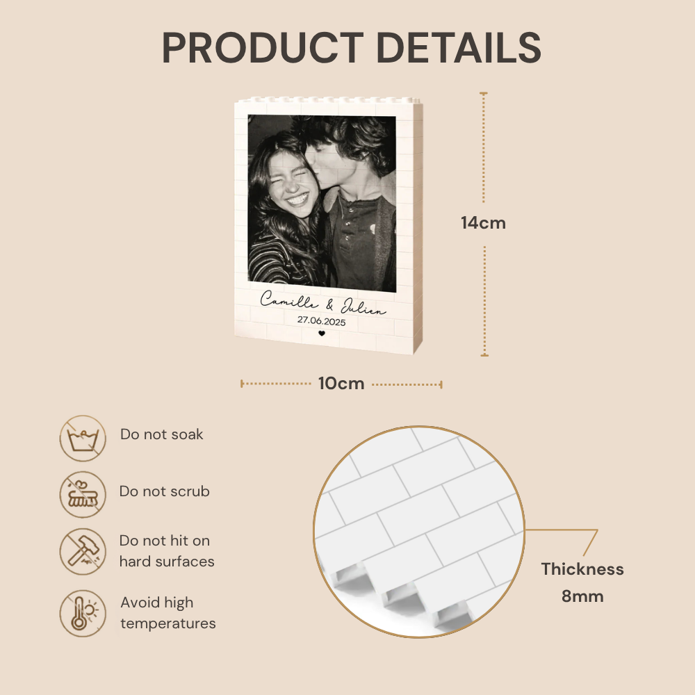Personalised Building Brick Puzzle with Photo & Date