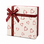 White & Red Gift Box with Ribbon Bow, 15 x 15 x 7 cm
