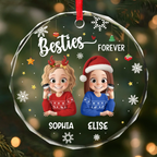 Personalised Glass Christmas Ornament - Besties/Sisters Forever