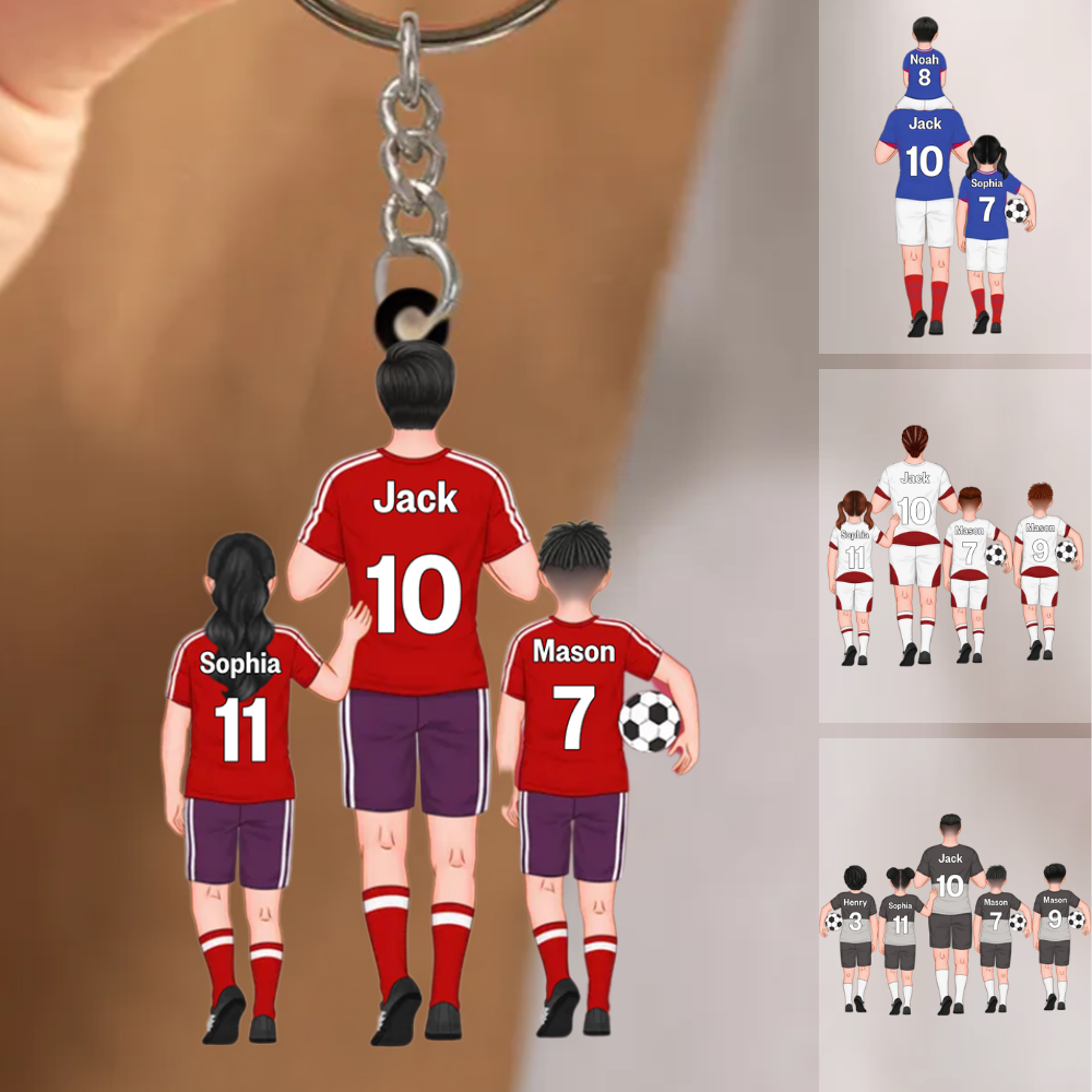 Personalised Dad Acrylic Keyring - Football Team Design