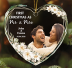 Personalised Couple Glass Christmas Ornament - Our First Christmas Married