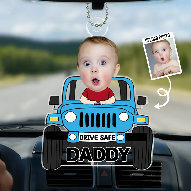 Personalised Car Hanging Acrylic Ornament with Photo - Drive Safe Design