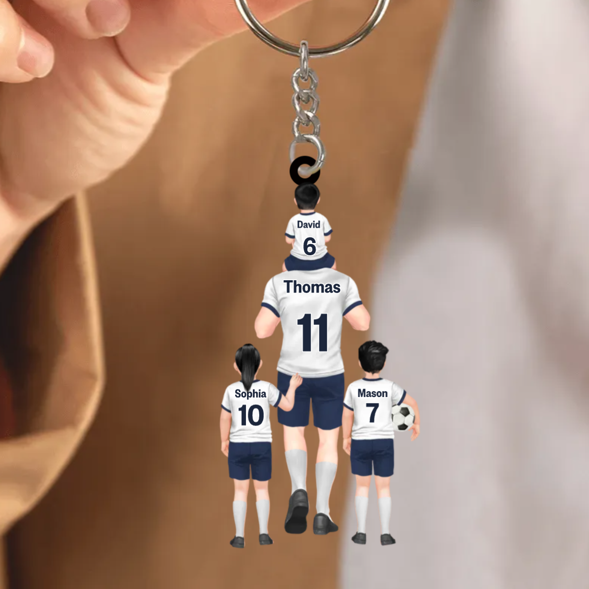 Personalised Dad Acrylic Keyring - Football Team Design