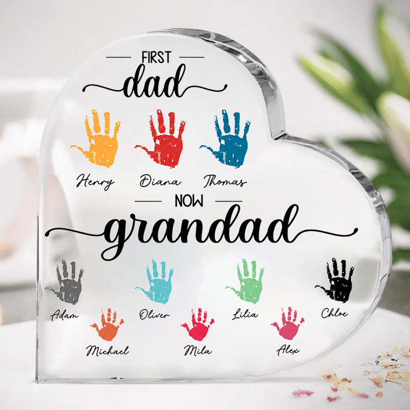 Personalised Acrylic Plaque with Names - First Dad, Now Grandad Design