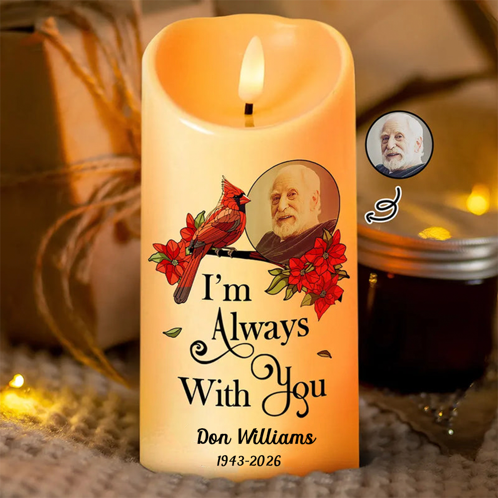 Personalised Memorial LED Candle with Photo & Sentiment