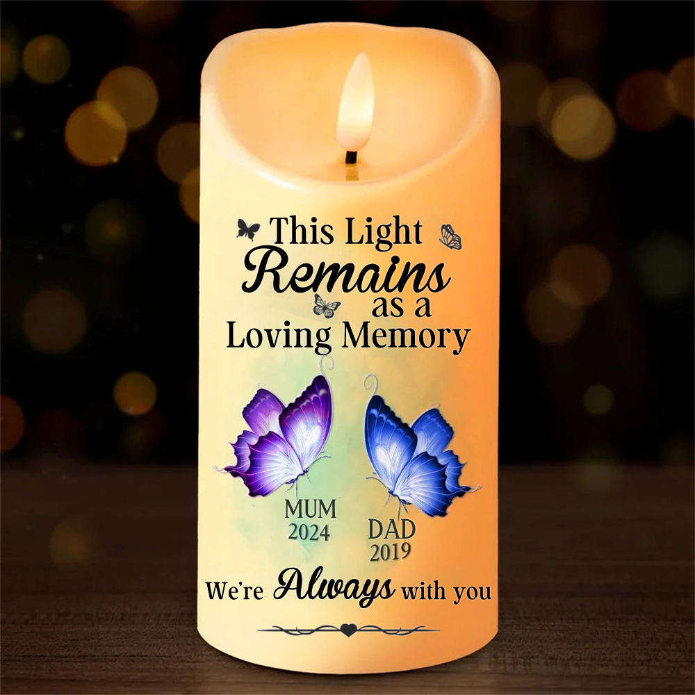 Personalised Memorial LED Candle - Butterfly Design