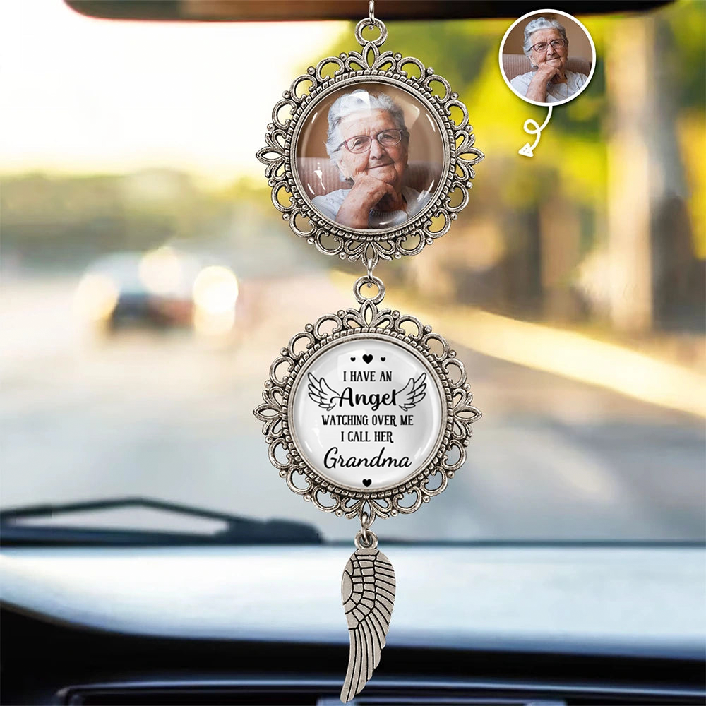 Personalised Memorial Photo Hanging Ornament - I Have an Angel Watching Over Me