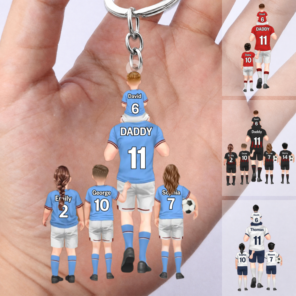 Personalised Dad Acrylic Keyring - Football Team Design