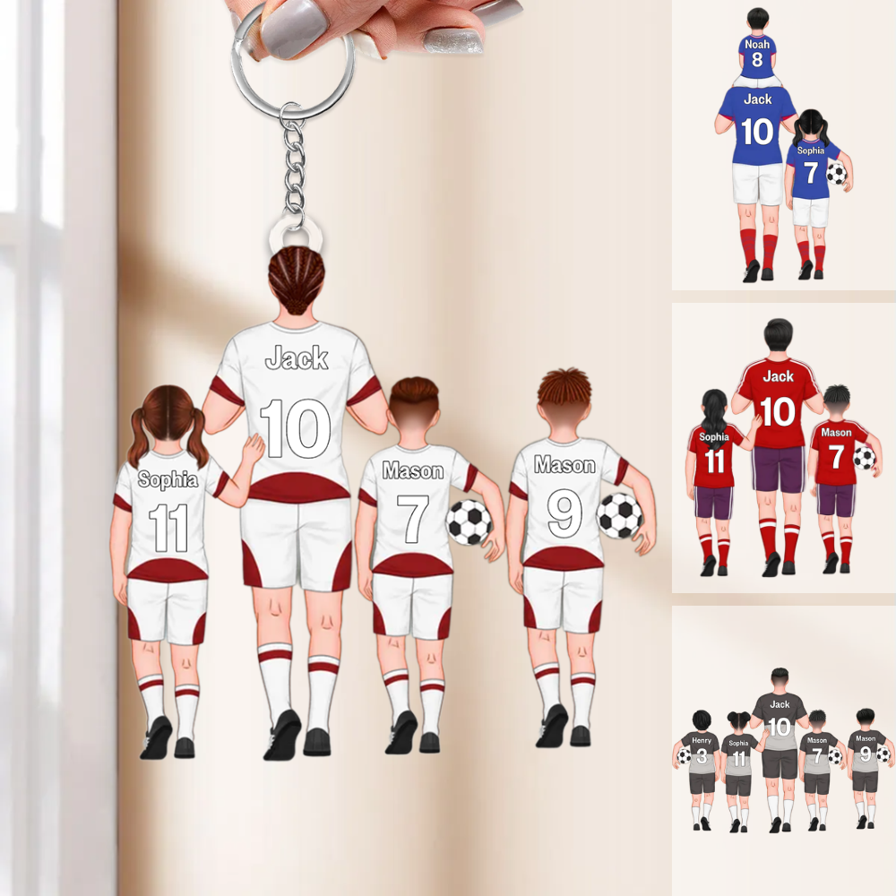 Personalised Dad Acrylic Keyring - Football Team Design