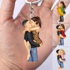 Personalised Couple Acrylic Keyring - Hugging Couple Design
