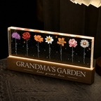 Personalised Grandma LED Night Light with Names - Birthflower Flower Design