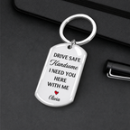 Personalised Couple Stainless Steel Keyring - Drive Safe Design