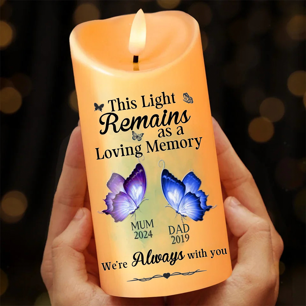 Personalised Memorial LED Candle - Butterfly Design