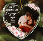 Personalised Couple Glass Christmas Ornament - Our First Christmas Married