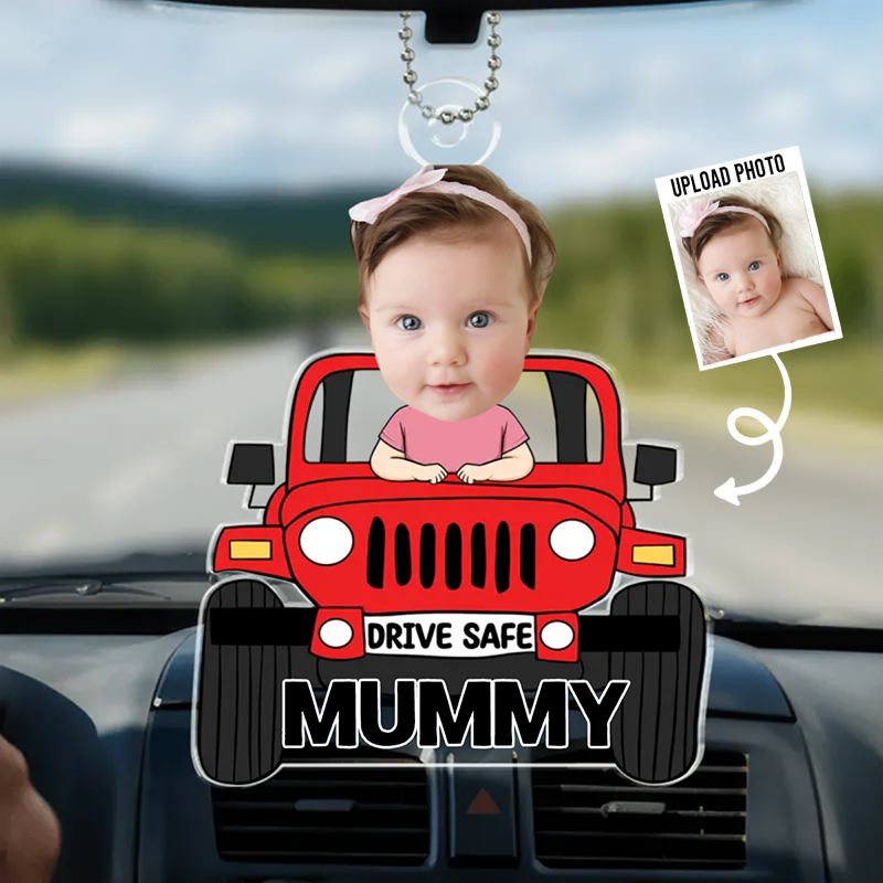 Personalised Car Hanging Acrylic Ornament with Photo - Drive Safe Design