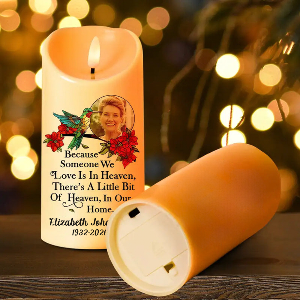Personalised Memorial LED Candle with Photo & Sentiment