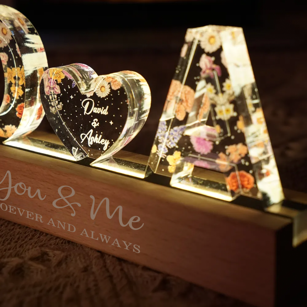 Personalised Couple LED Night Light - Initials Design