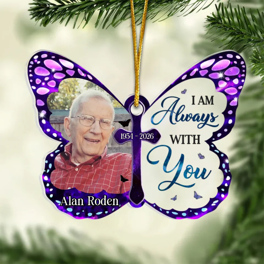Personalised Memorial Acrylic Hanging Ornament with Photo- Butterfly Design