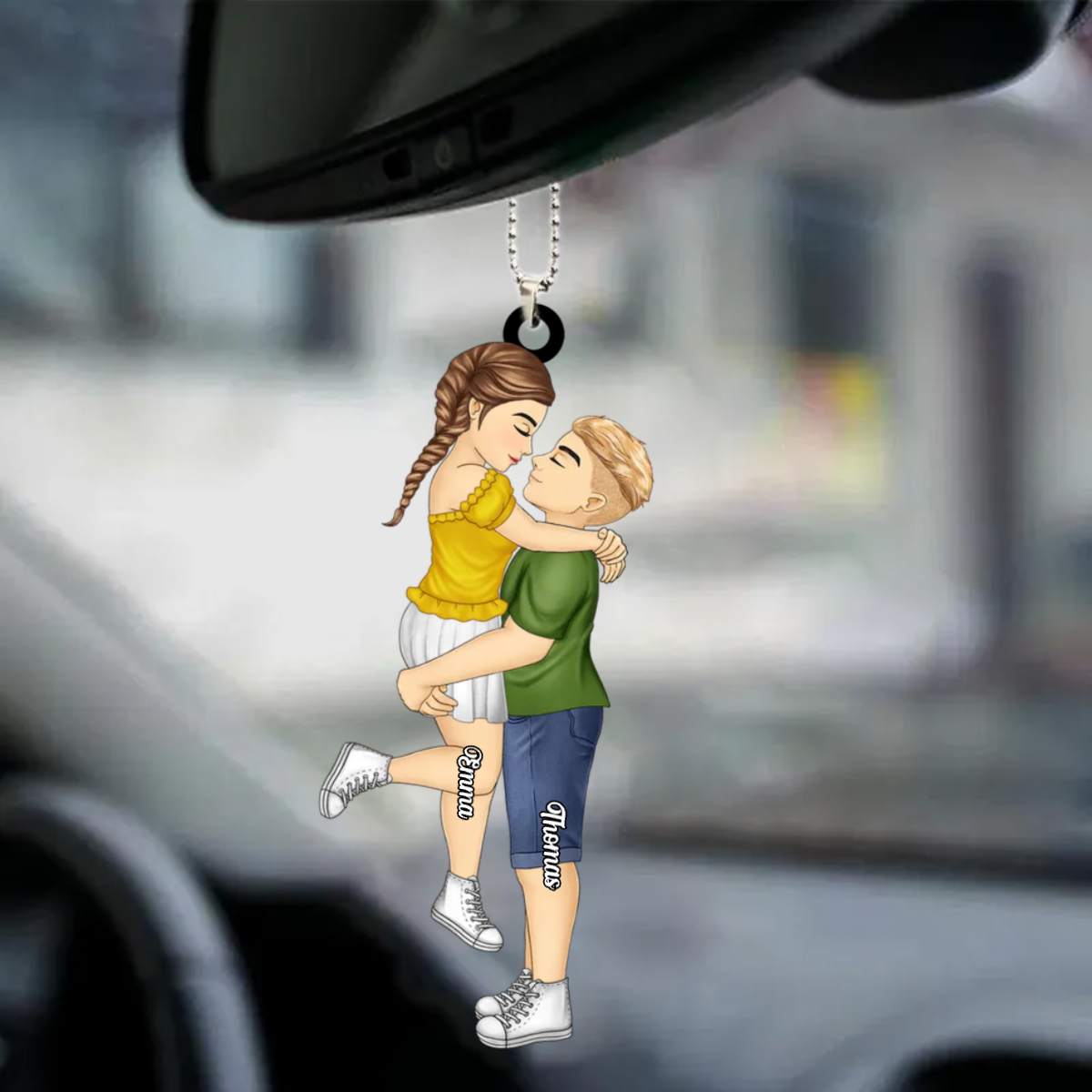 Personalised Couple Acrylic Hanging Ornament - Hugging Couple Design