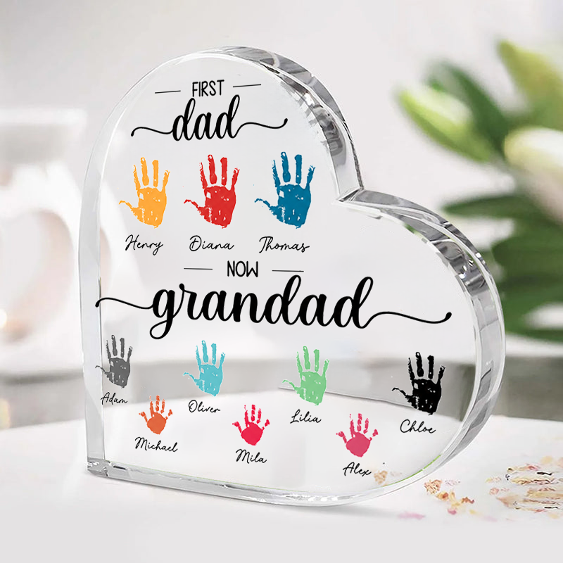 Personalised Acrylic Plaque with Names - First Dad, Now Grandad Design