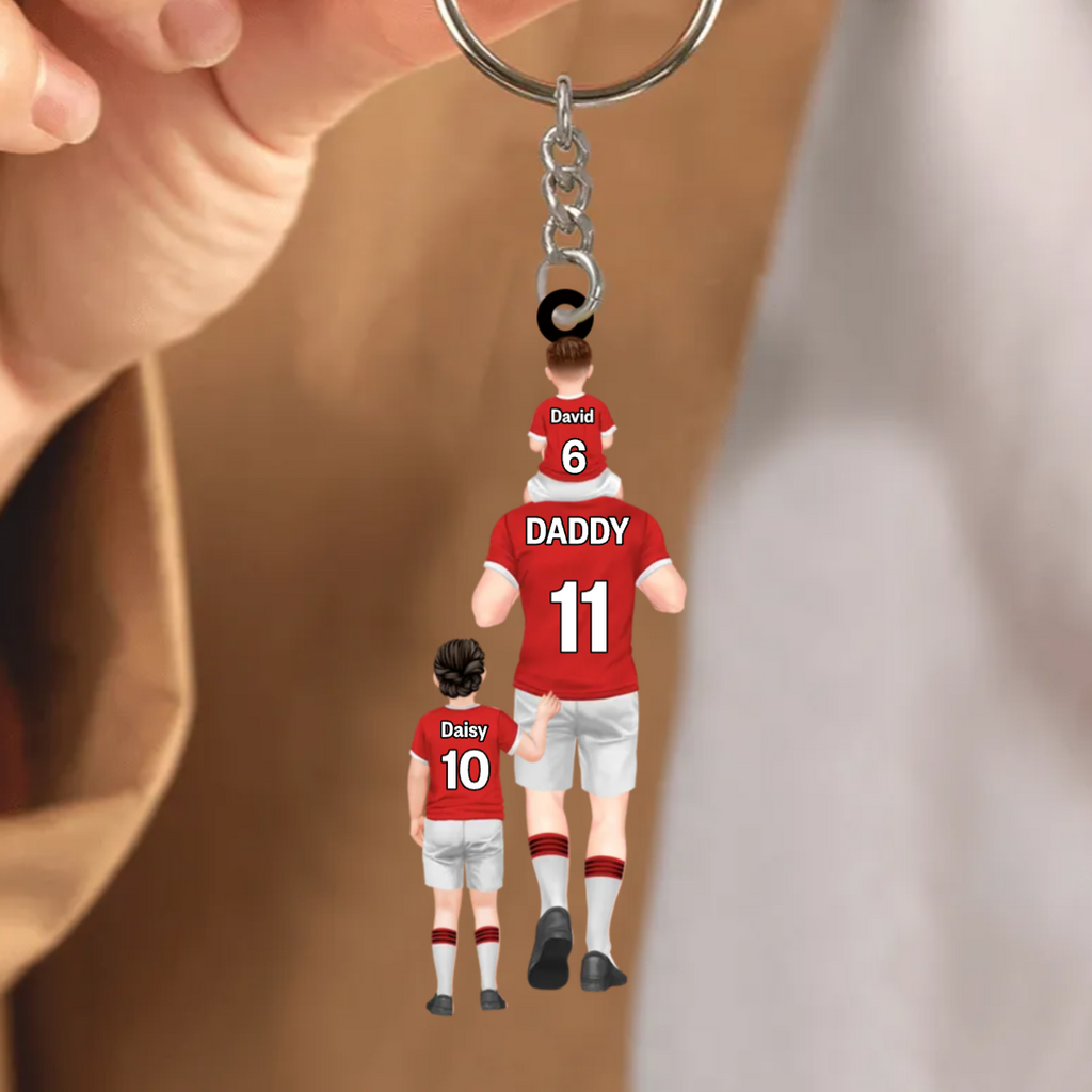 Personalised Dad Acrylic Keyring - Football Team Design