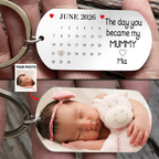 Personalised Photo Stainless Steel Keyring with Calendar - "The Day You Became My..."