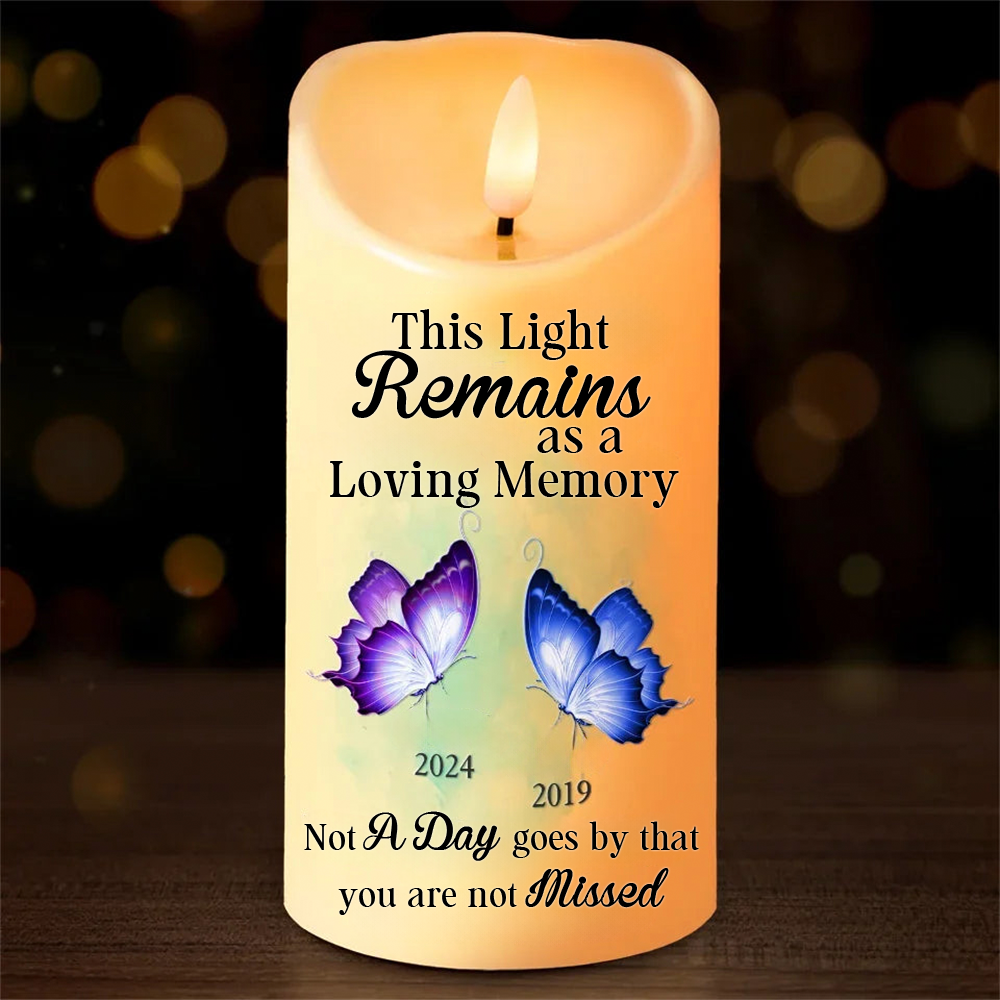 Personalised Memorial LED Candle - Butterfly Design