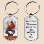 Personalised Couple Stainless Steel Keyring - Drive Safe Design
