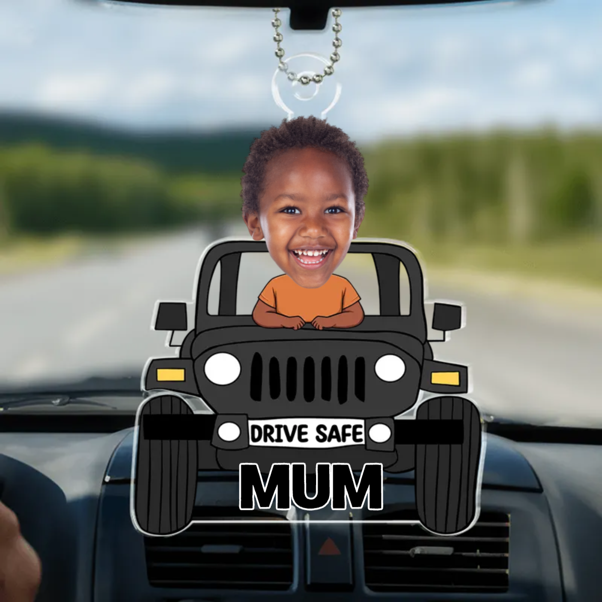 Personalised Car Hanging Acrylic Ornament with Photo - Drive Safe Design