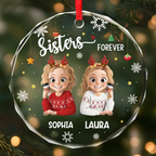 Personalised Glass Christmas Ornament - Besties/Sisters Forever
