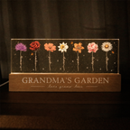 Personalised Grandma LED Night Light with Names - Birthflower Flower Design