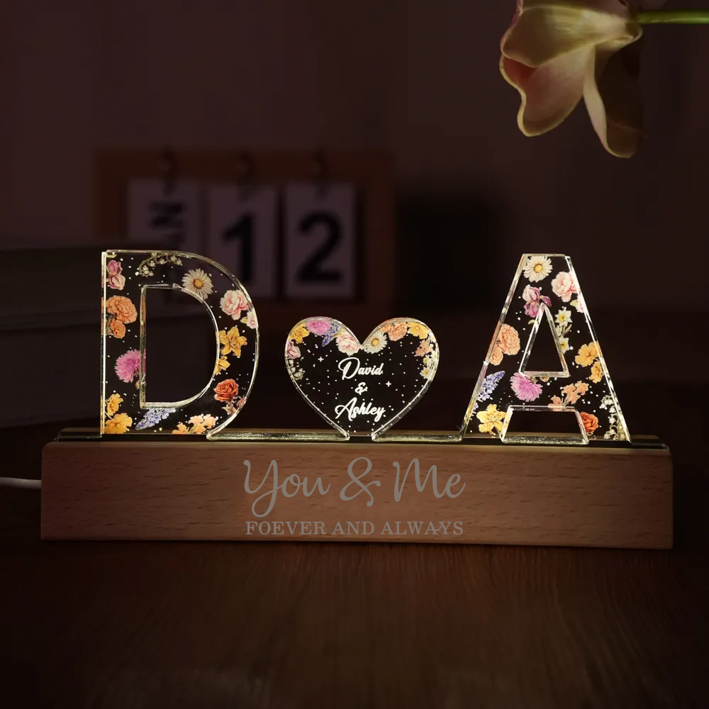 Personalised Couple LED Night Light - Initials Design