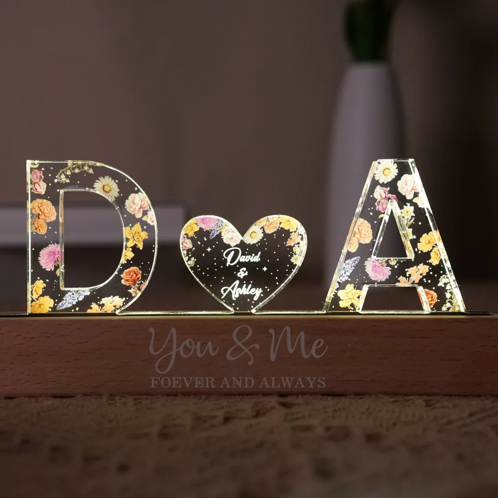 Personalised Couple LED Night Light - Initials Design
