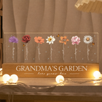 Personalised Grandma LED Night Light with Names - Birthflower Flower Design