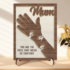 Personalised Wooden Plaque for Dad and Grandad - Hand in Hand Design
