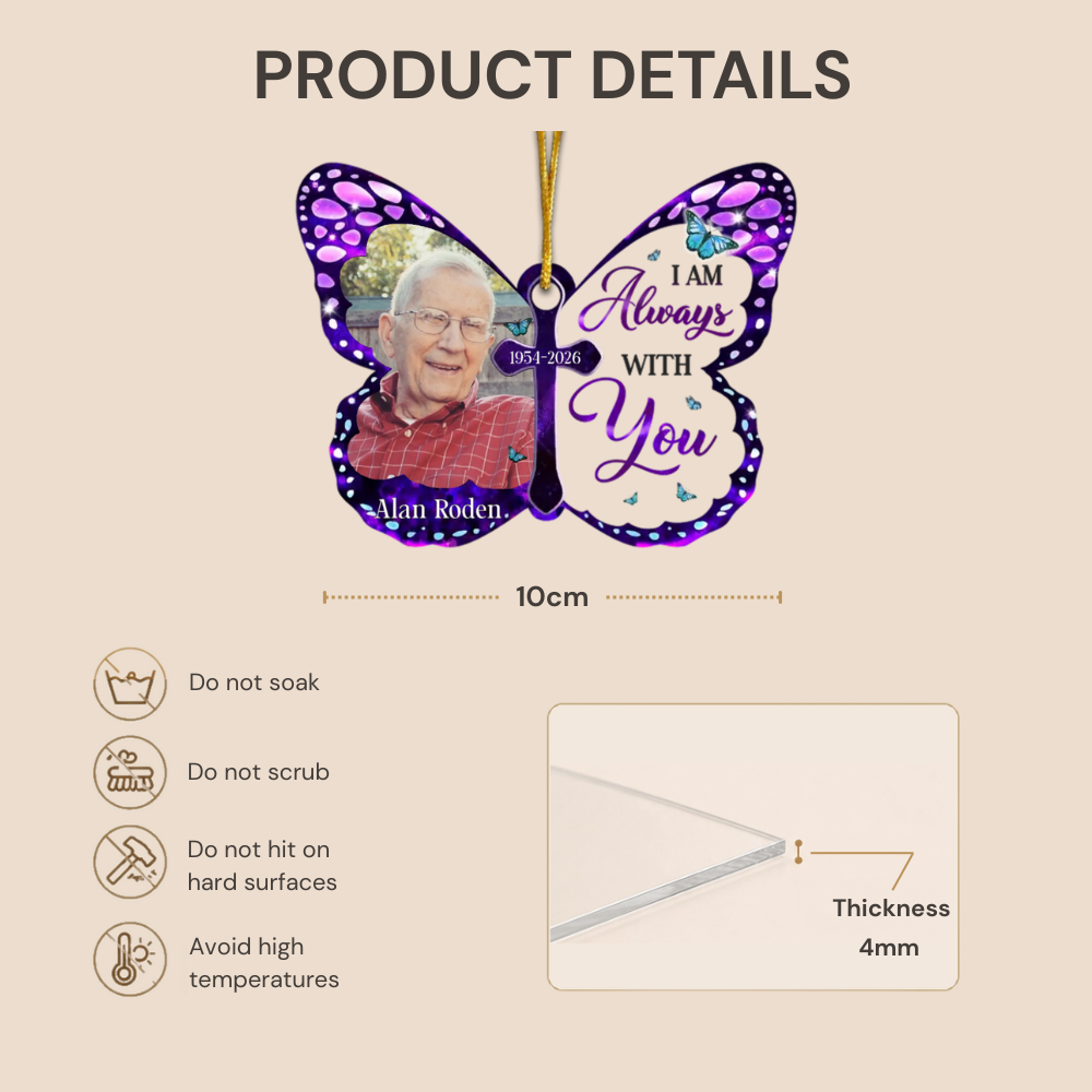 Personalised Memorial Acrylic Hanging Ornament with Photo- Butterfly Design