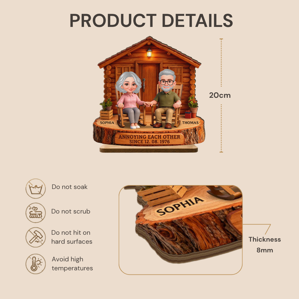 Personalised Anniversary Wooden Plaque - Couple with House Design