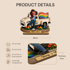 Personalised Wooden Plaque for Same-Sex Couples - Happy Pride Design
