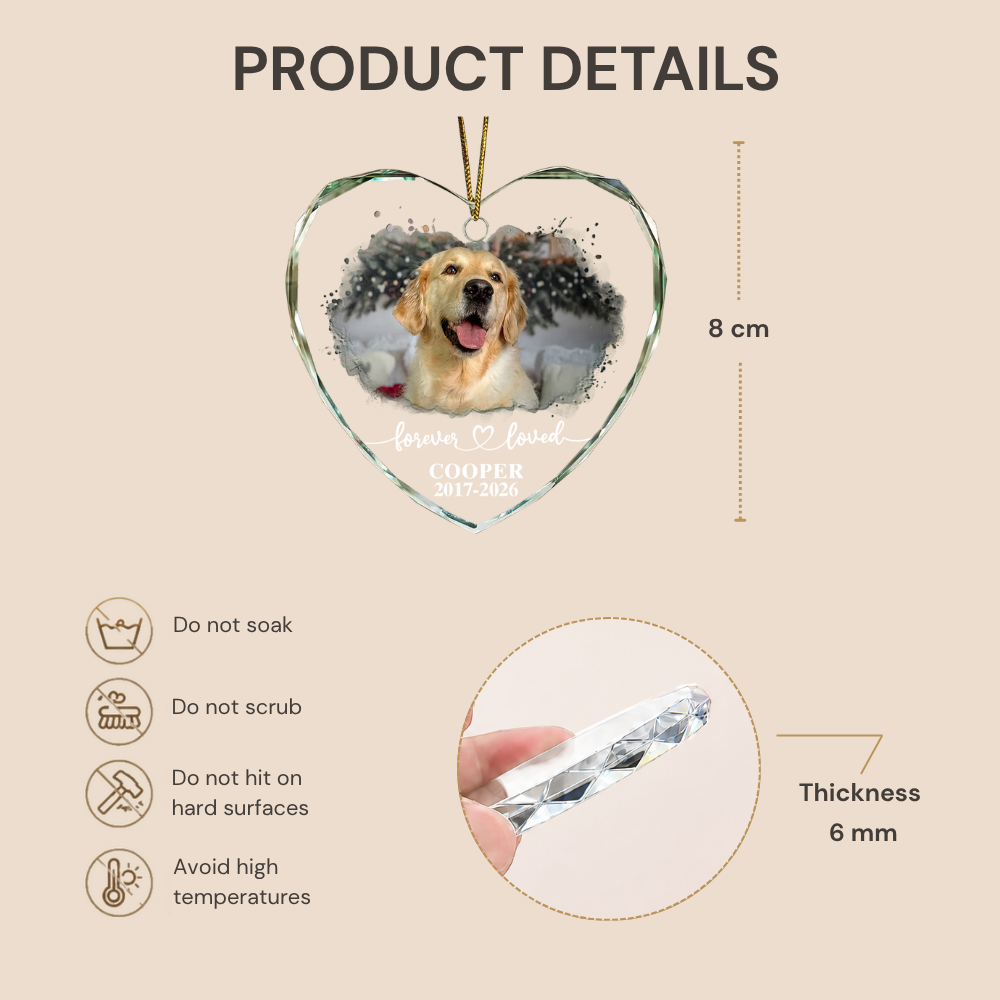 Personalised Glass Christmas Ornament with Photo - Pet Memorial