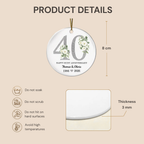 Personalised Wedding Anniversary Ceramic Ornament with Number & Name