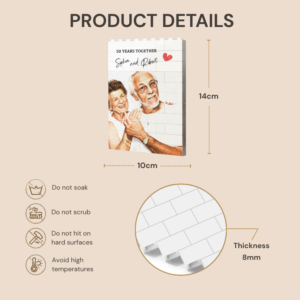 Personalised Building Brick Puzzle with Photo & Text Anniversay Gift