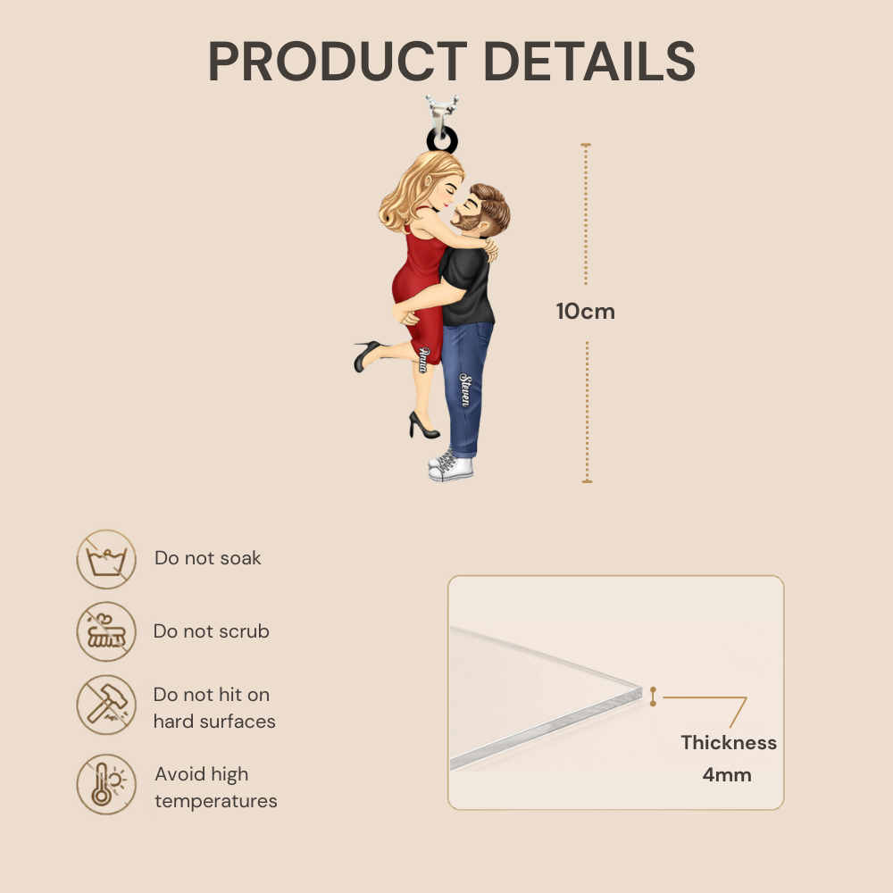 Personalised Couple Acrylic Hanging Ornament - Hugging Couple Design