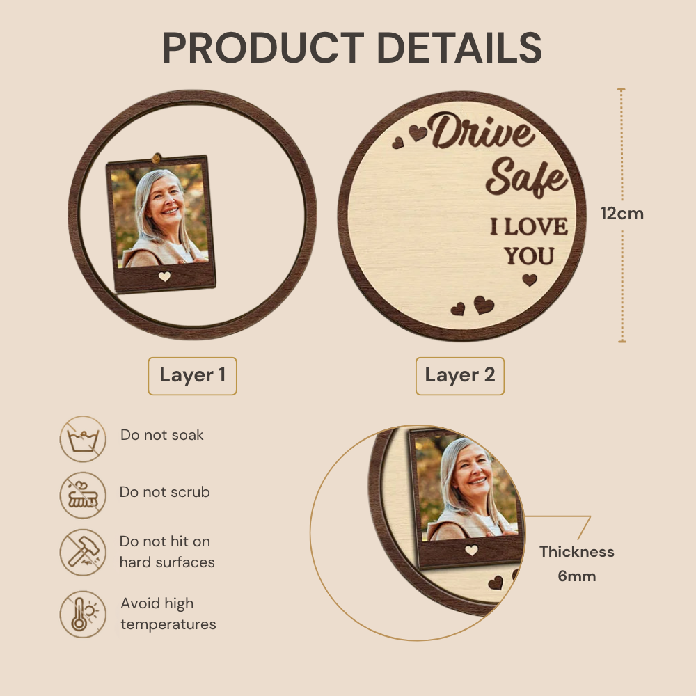 Personalised Drive Safe Car Sun Visor Clip with Photo