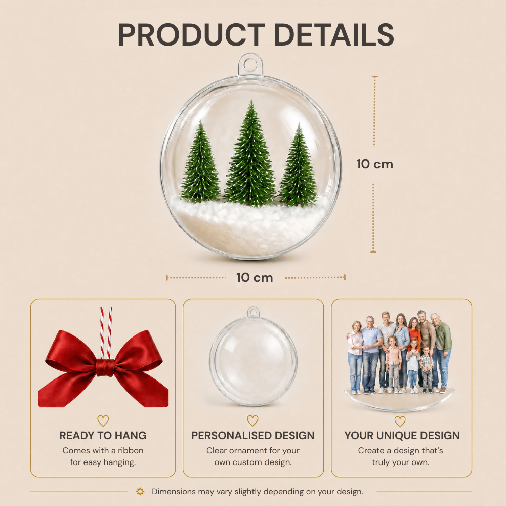 Personalised Family Photo Clear Christmas Bauble