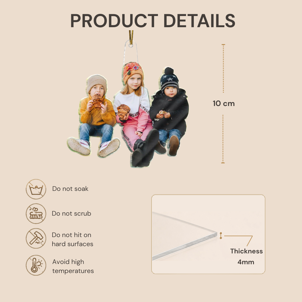 Personalised Acrylic Hanging Ornament with Photo - Double-Sided Print