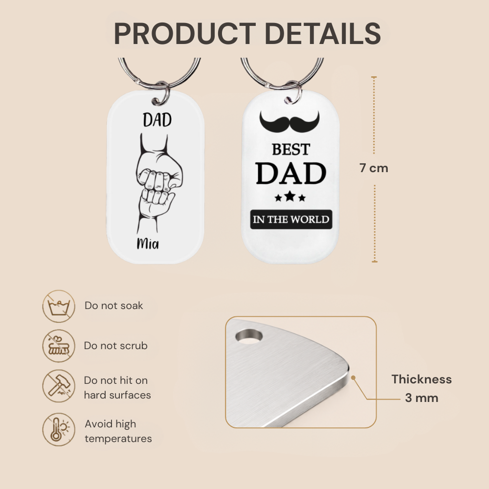 Personalised Best Dad Acrylic Keyring - Fist-Bump Design