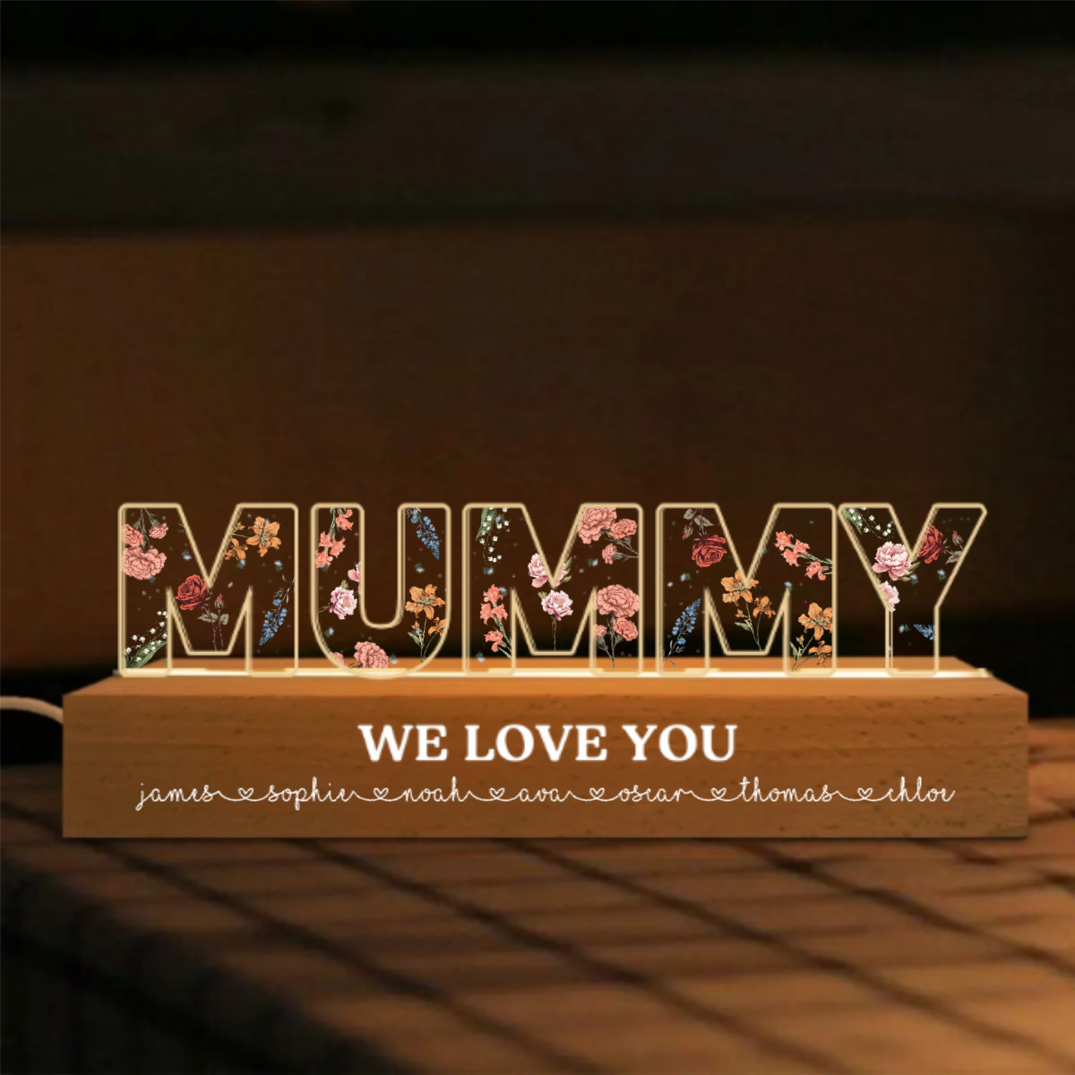 Personalised Birth Flower LED Night Light for Mum and Grandma