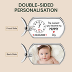 Personalised  Baby Photo Resin Keyring - Clock Design