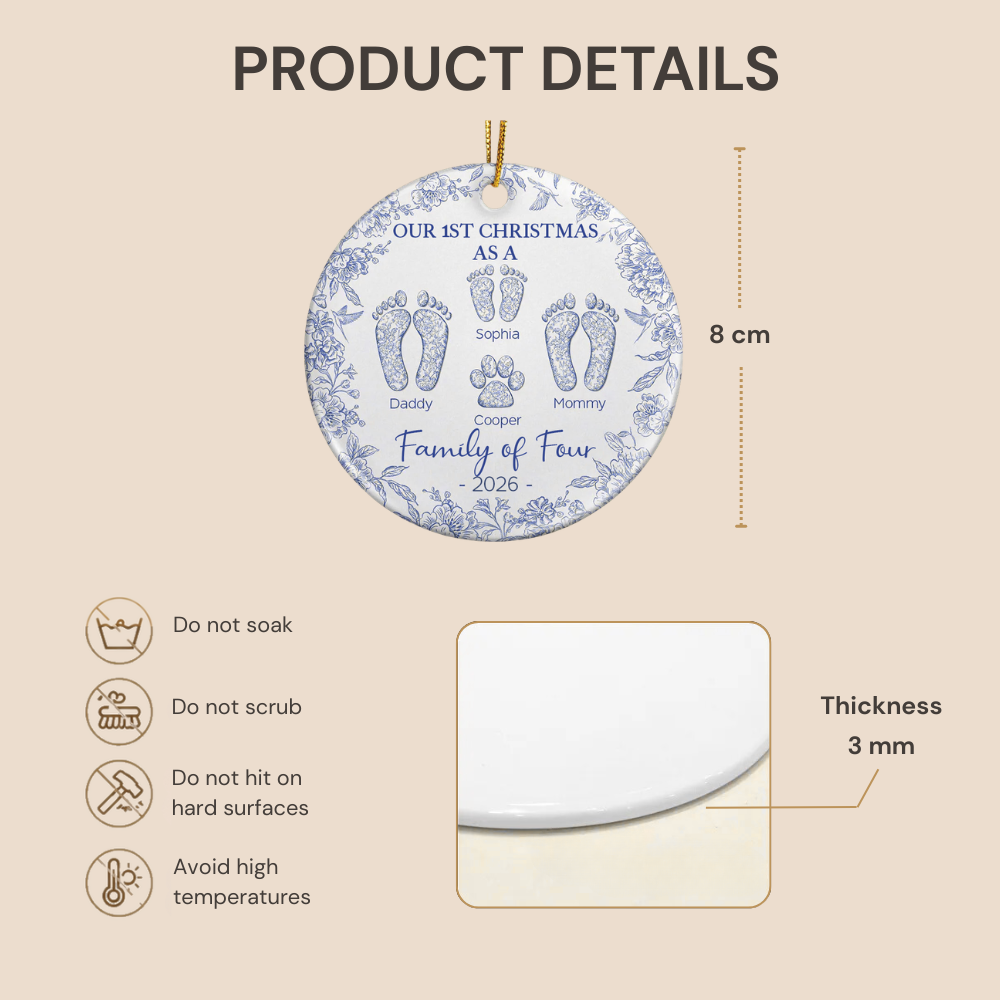 Personalised Ceramic Christmas Ornament - Our 1st Christmas as a Family of...