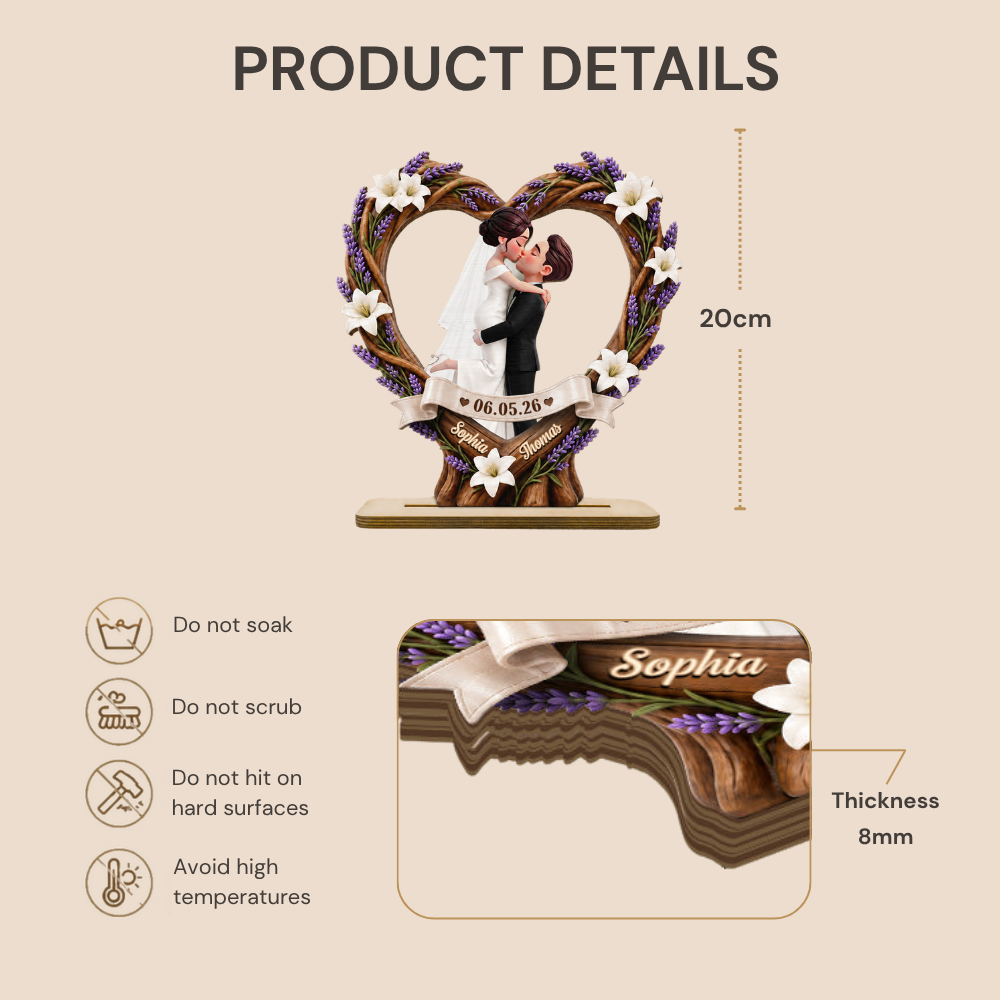 Personalised Wedding Wooden Plaque for Couples Anniversary Gift